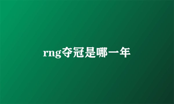 rng夺冠是哪一年