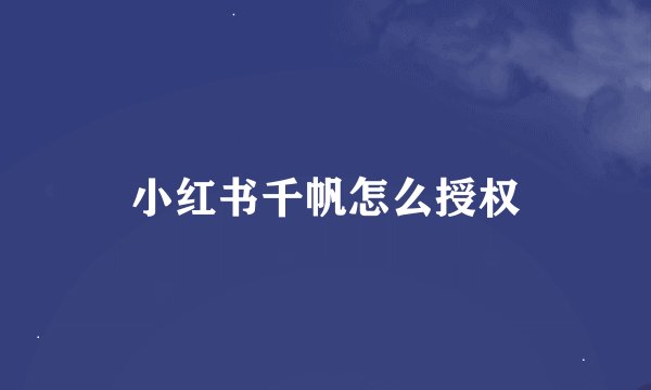 小红书千帆怎么授权