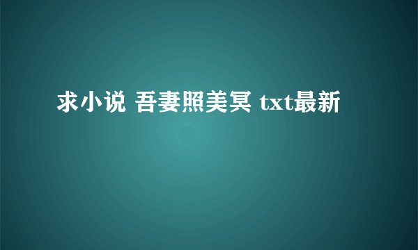 求小说 吾妻照美冥 txt最新