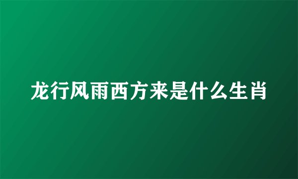 龙行风雨西方来是什么生肖