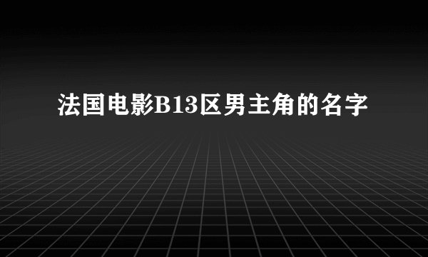 法国电影B13区男主角的名字