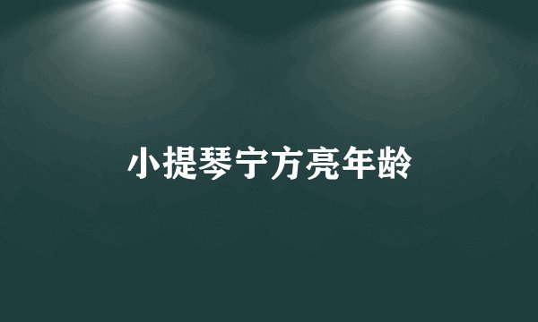 小提琴宁方亮年龄