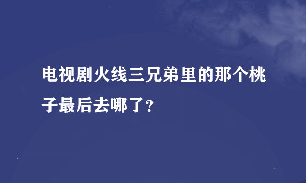 电视剧火线三兄弟里的那个桃子最后去哪了？