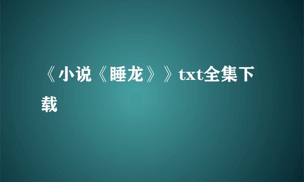《小说《睡龙》》txt全集下载