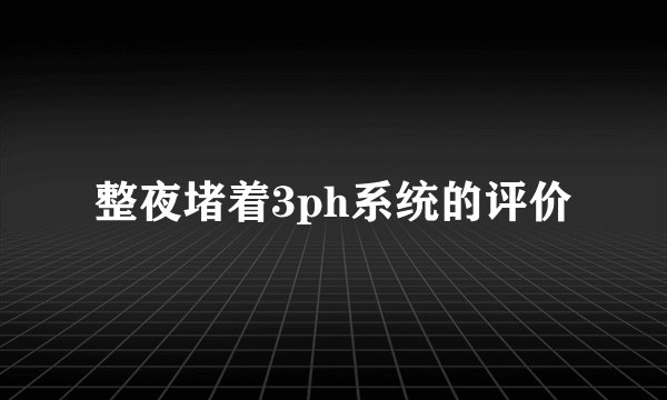 整夜堵着3ph系统的评价