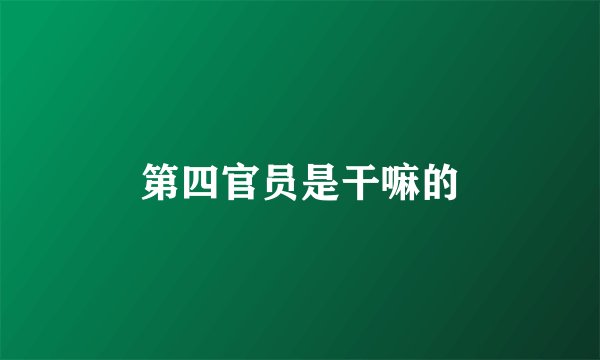 第四官员是干嘛的