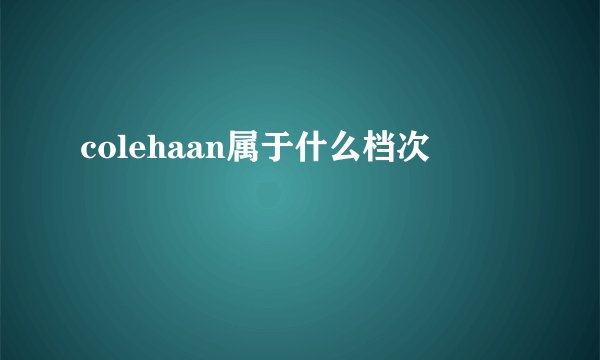 colehaan属于什么档次