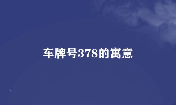 车牌号378的寓意