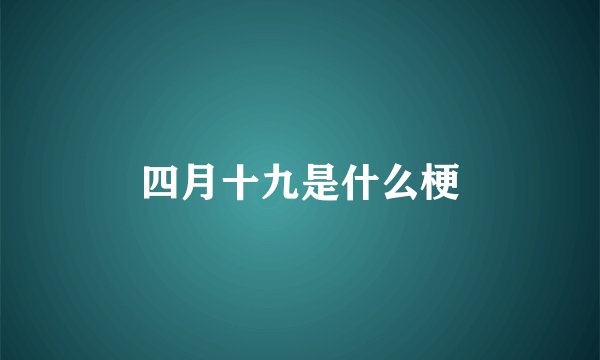 四月十九是什么梗