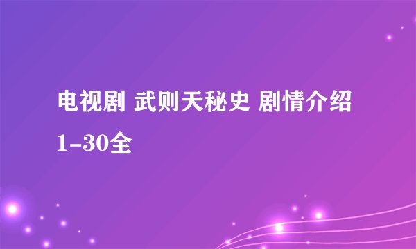 电视剧 武则天秘史 剧情介绍 1-30全