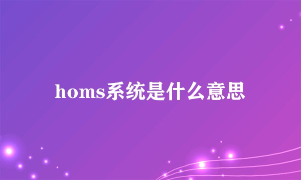 homs系统是什么意思
