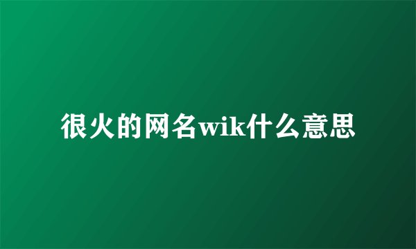很火的网名wik什么意思