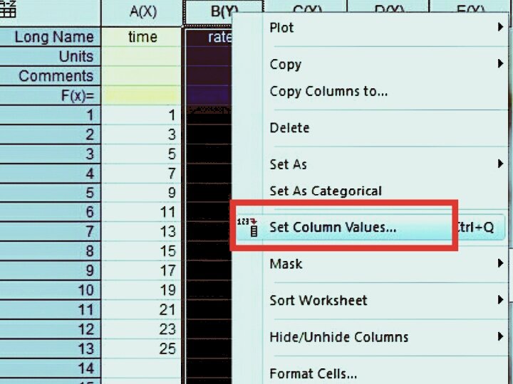 origin7.5怎么改变ln（）函数的值？