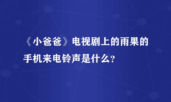 《小爸爸》电视剧上的雨果的手机来电铃声是什么？