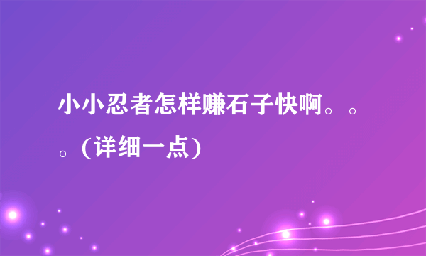 小小忍者怎样赚石子快啊。。。(详细一点)