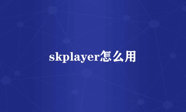 skplayer怎么用