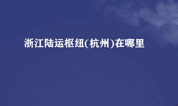 浙江陆运枢纽(杭州)在哪里