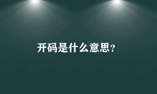 开码是什么意思？