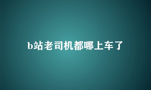 b站老司机都哪上车了