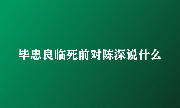 毕忠良临死前对陈深说什么