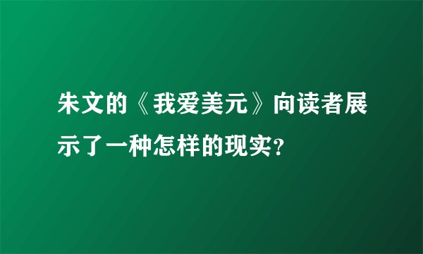 朱文的《我爱美元》向读者展示了一种怎样的现实？