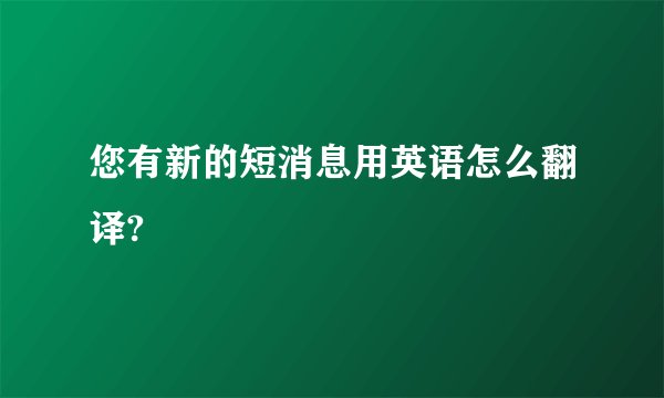 您有新的短消息用英语怎么翻译?