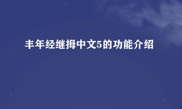 丰年经继拇中文5的功能介绍
