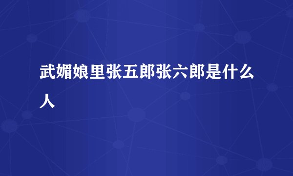 武媚娘里张五郎张六郎是什么人