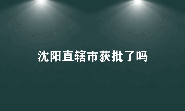 沈阳直辖市获批了吗