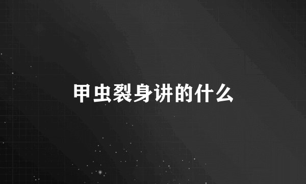 甲虫裂身讲的什么