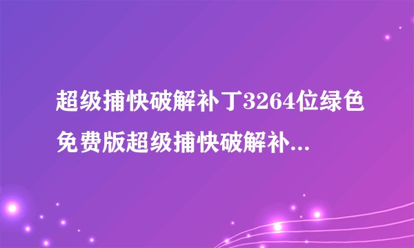 超级捕快破解补丁3264位绿色免费版超级捕快破解补丁3264位绿色免费版功能简介