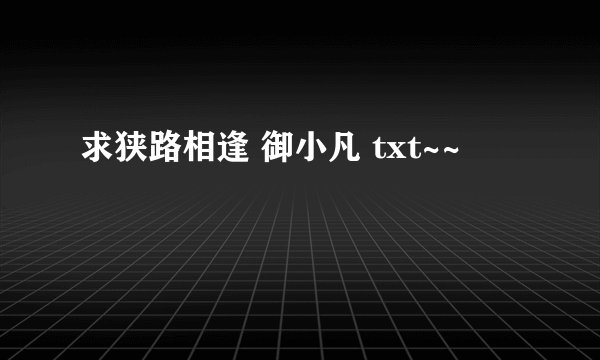 求狭路相逢 御小凡 txt~~
