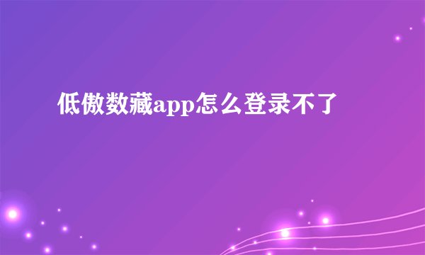 低傲数藏app怎么登录不了