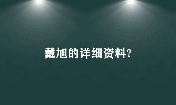 戴旭的详细资料?