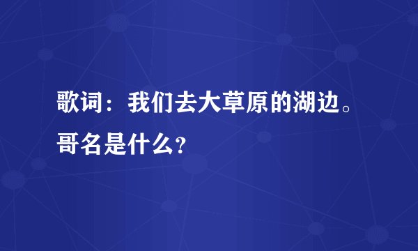 歌词：我们去大草原的湖边。哥名是什么？