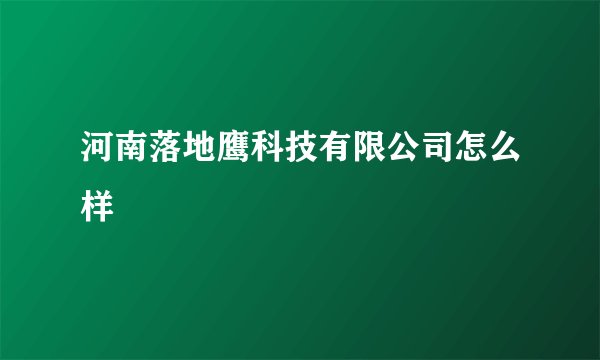 河南落地鹰科技有限公司怎么样
