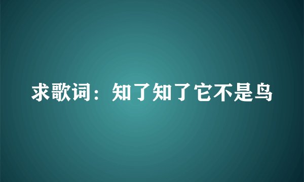 求歌词：知了知了它不是鸟