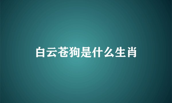 白云苍狗是什么生肖