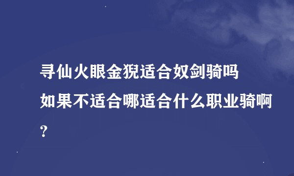 寻仙火眼金猊适合奴剑骑吗 如果不适合哪适合什么职业骑啊？