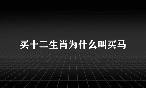 买十二生肖为什么叫买马