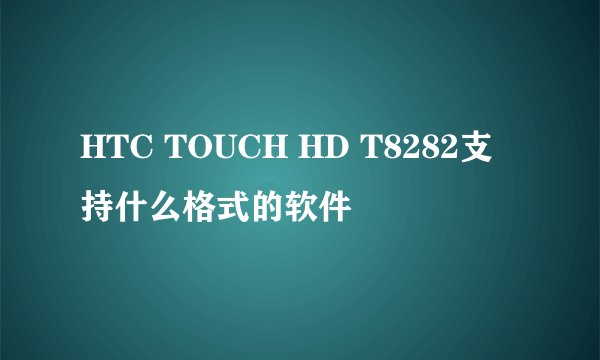 HTC TOUCH HD T8282支持什么格式的软件