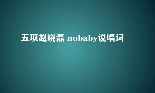 五项赵晓磊 nobaby说唱词