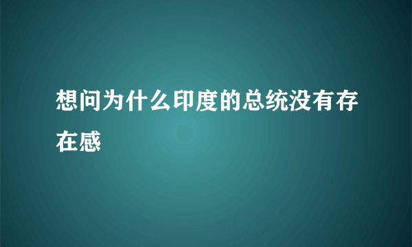 想问为什么印度的总统没有存在感
