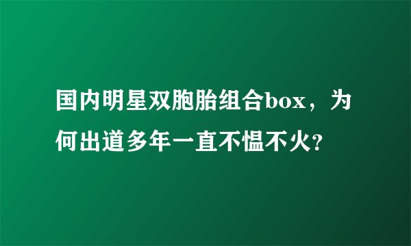 国内明星双胞胎组合box，为何出道多年一直不愠不火？