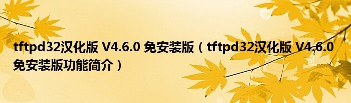 tftpd32汉化版V460免安装版tftpd32汉化版V460免安装版功能简介