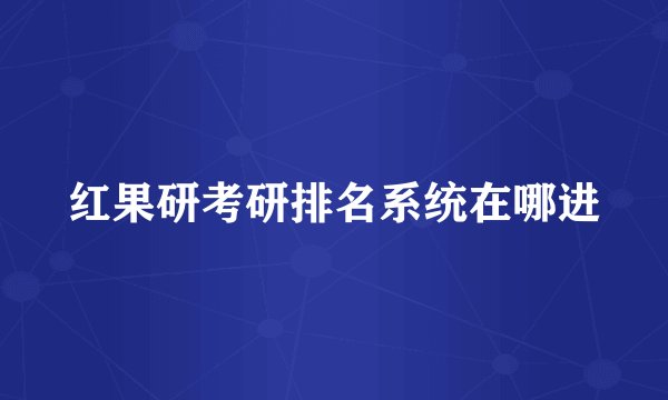 红果研考研排名系统在哪进