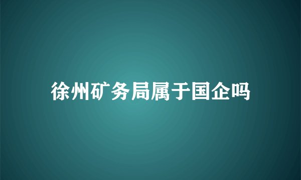 徐州矿务局属于国企吗