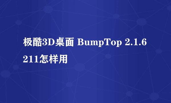 极酷3D桌面 BumpTop 2.1.6211怎样用