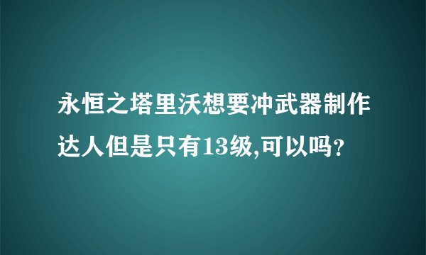 永恒之塔里沃想要冲武器制作达人但是只有13级,可以吗？