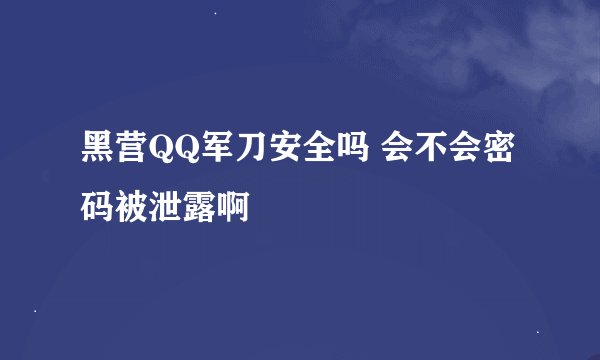 黑营QQ军刀安全吗 会不会密码被泄露啊